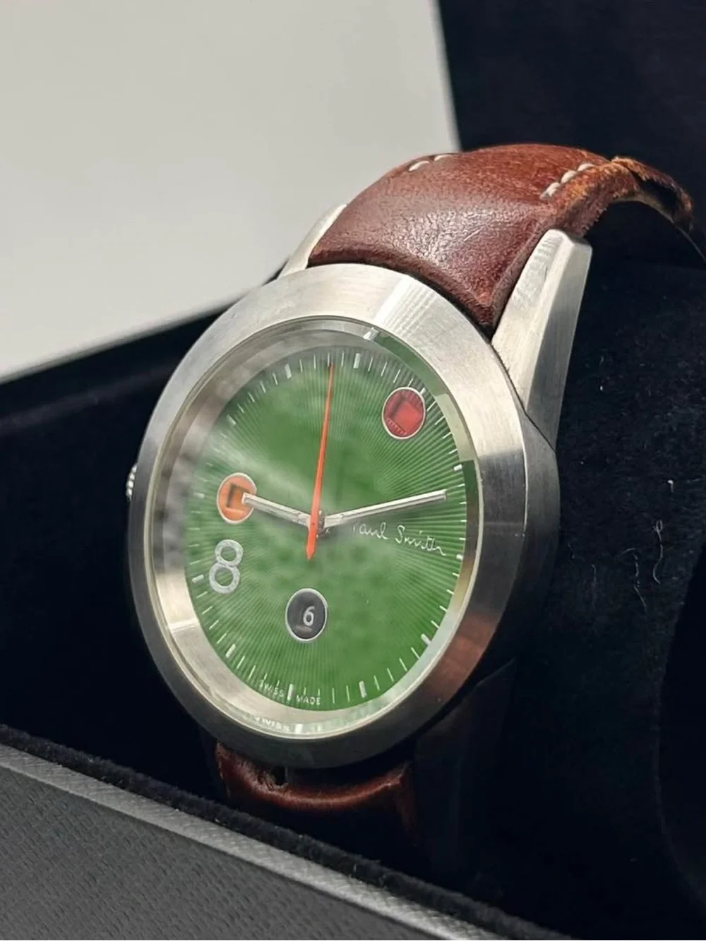 Paul Smith Five Eyes Men’s Green Dial Brown Leather Strap Quartz 36mm Watch